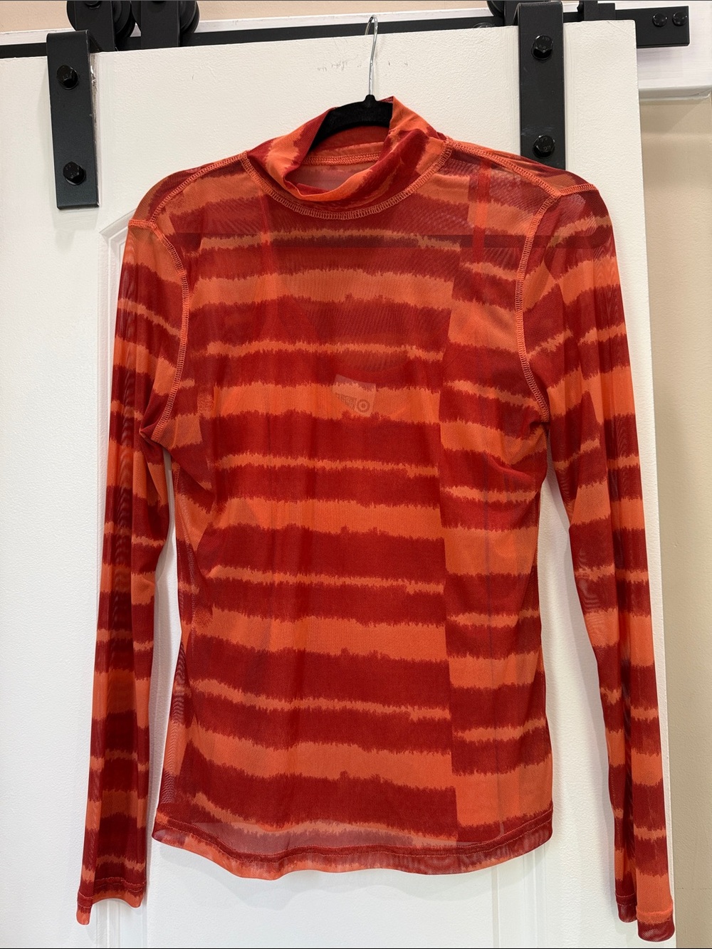 Target BHM Collection Red and Orange Striped Long Sleeve Mock Neck Top